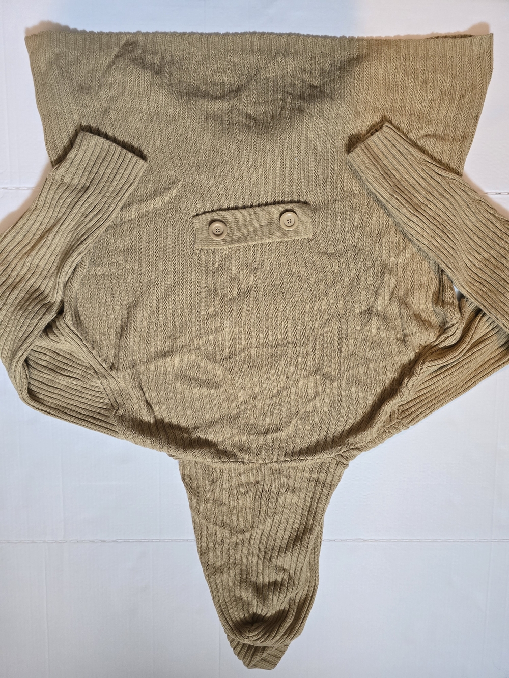 Carol Rose Ribbed Hooded Double-Breasted Sweater Cardigan - Tan - Picture 3 of 3